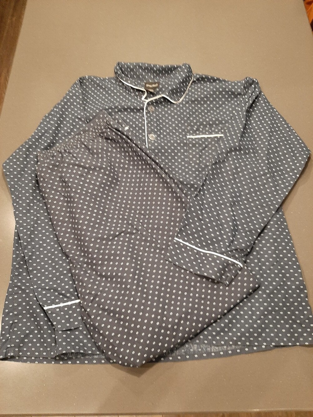 George Martin 2XL Navy Geometric Print Pajama Set Cotton Blend